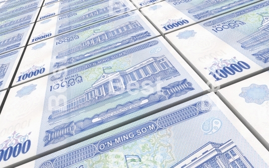 Uzbekistan sums bills stacks background