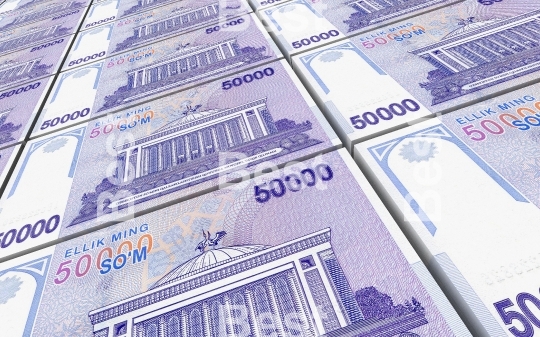 Uzbekistan sums bills stacks background