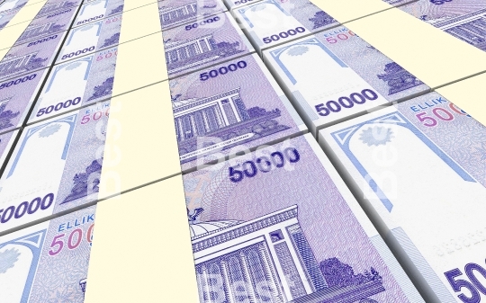 Uzbekistan sums bills stacks background