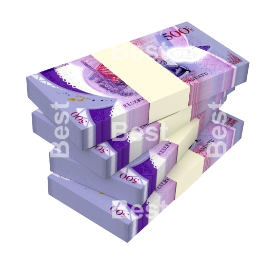 Vanuatu vatu bills isolated on white with clipping path