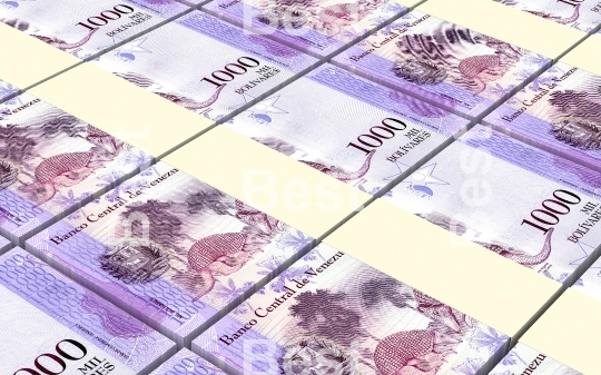 Venezuelan Bolivares bills stacks background