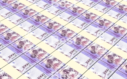 Venezuelan Bolivares bills stacks background