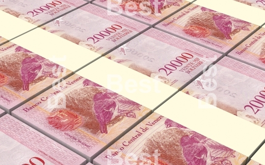 Venezuelan Bolivares bills stacks background