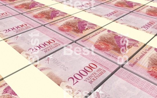 Venezuelan Bolivares bills stacks background