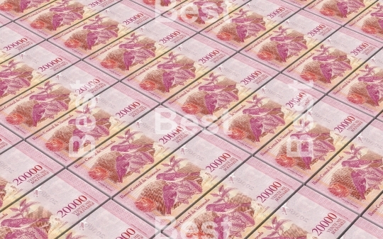 Venezuelan Bolivares bills stacks background