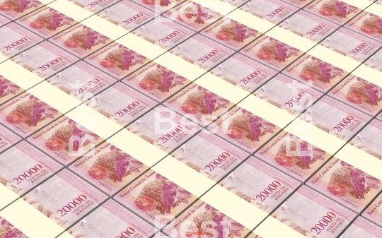 Venezuelan Bolivares bills stacks background