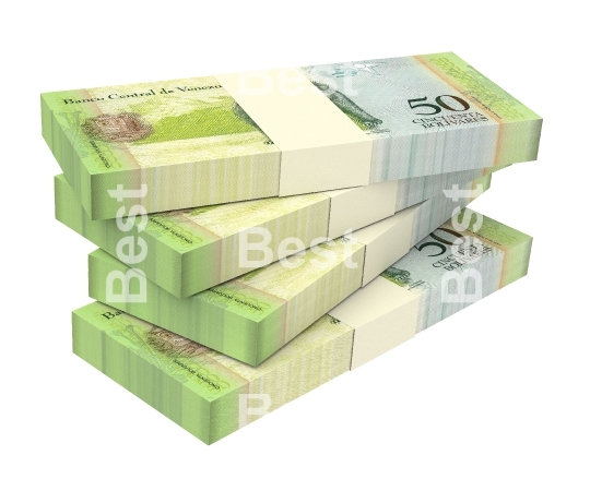 Venezuelan Bolivares isolated on white background