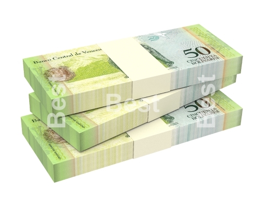 Venezuelan Bolivares isolated on white background