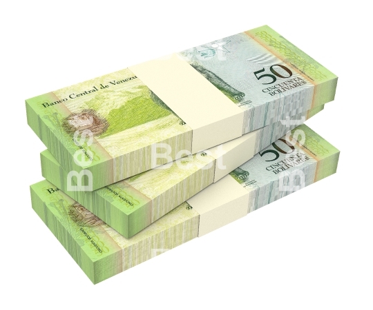 Venezuelan Bolivares isolated on white background