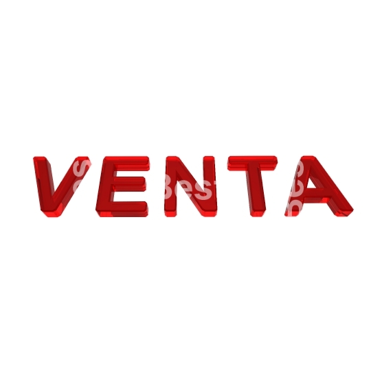 Venta - red sign isolated on white. 