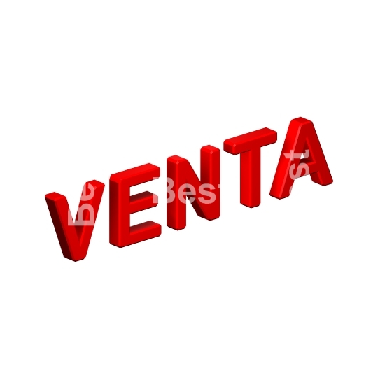 Venta - red sign isolated on white. 