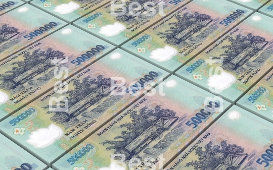 Vietnamese dong bills stacks background