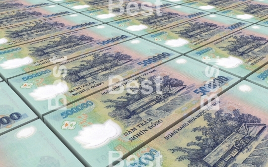 Vietnamese dong bills stacks background
