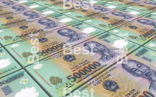 Vietnamese dong bills stacks background