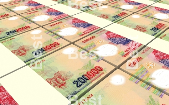 Vietnamese dong bills stacks background
