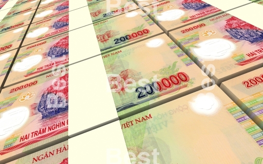 Vietnamese dong bills stacks background