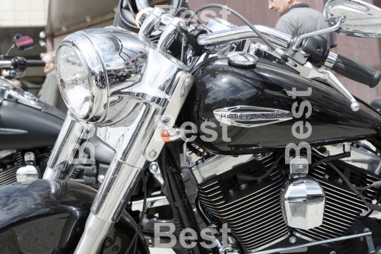 View of Harley Davidson motorcycle parked in the city during "Harley-Davidson Super Rally 2013"