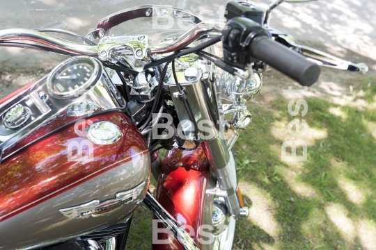 View of Harley Davidson motorcycle parked in the city during "Harley-Davidson Super Rally 2013"