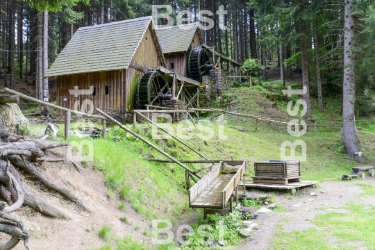 View of the gold mine water mills