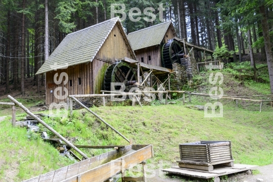 View of the gold mine water mills