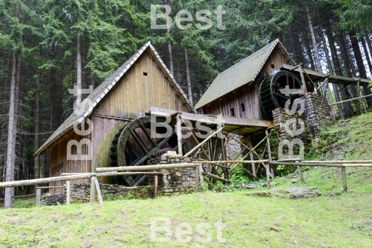 View of the gold mine water mills