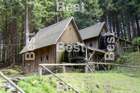 View of the gold mine water mills