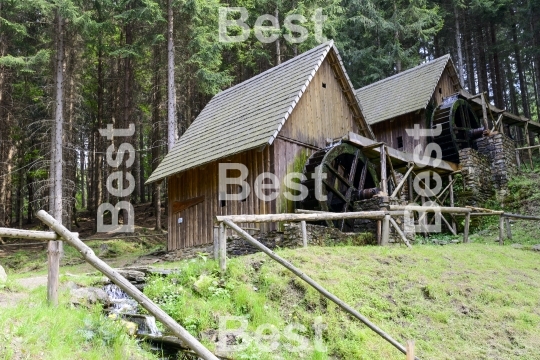 View of the gold mine water mills