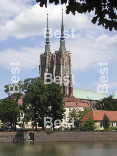 View on Ostrow Tumski in Wroclaw, Poland