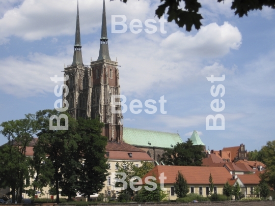 View on Ostrow Tumski in Wroclaw, Poland