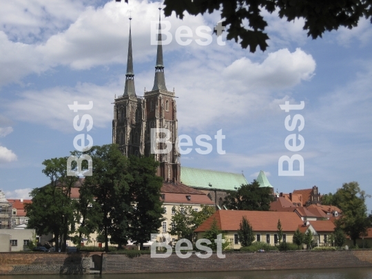 View on Ostrow Tumski in Wroclaw, Poland