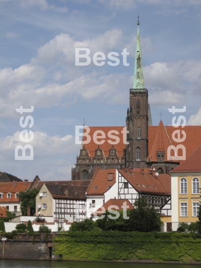 View on Ostrow Tumski in Wroclaw, Poland