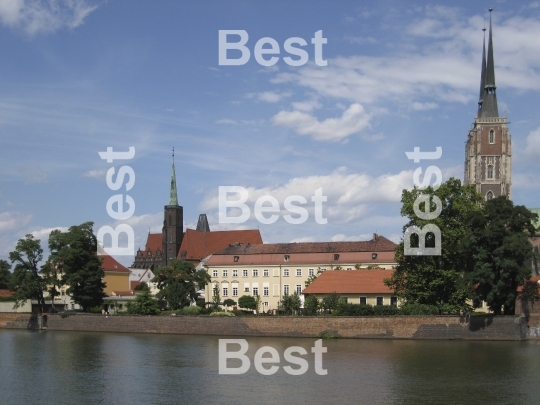 View on Ostrow Tumski in Wroclaw, Poland