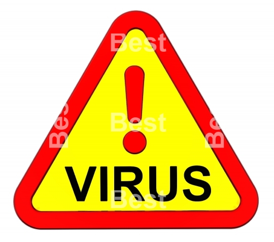 Virus warning sign isolated on white
