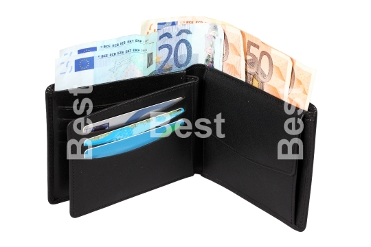 Wallet with euro banknotes