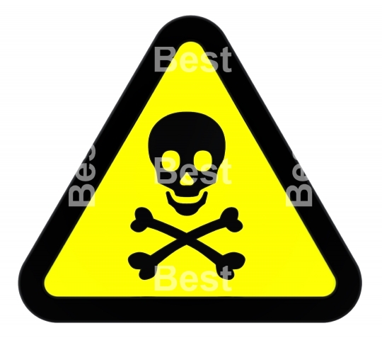 Warning sign with skull symbol isolated on white. 