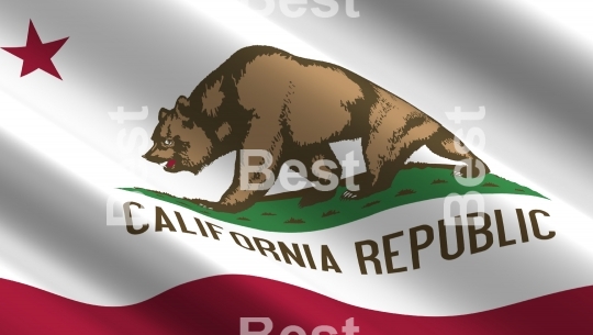 Waving flag of California state
