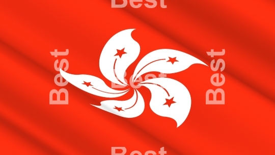 Waving flag of Hong Kong
