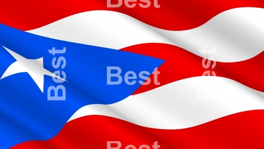 Waving flag of Puerto Rico