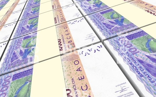 West African CFA francs bills stacked background