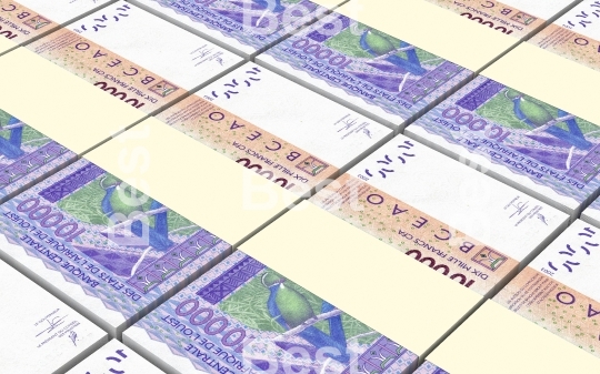 West African CFA francs bills stacked background