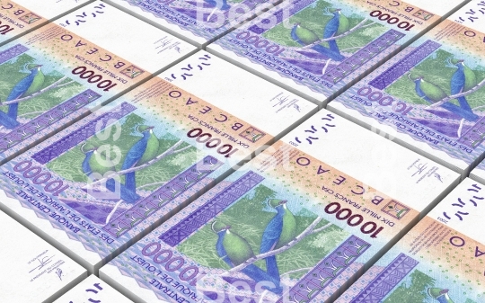 West African CFA francs bills stacked background