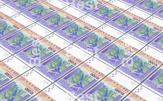 West African CFA francs bills stacked background