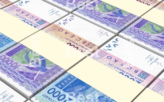 West African CFA francs bills stacked background