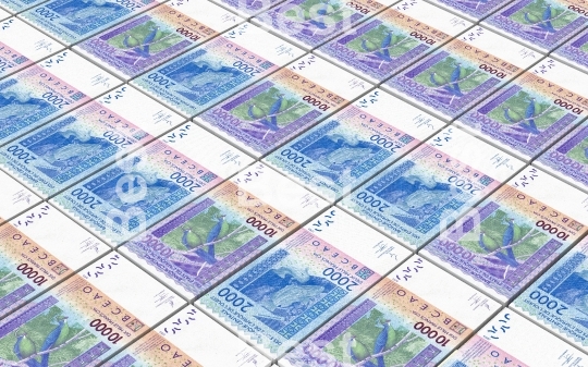 West African CFA francs bills stacked background