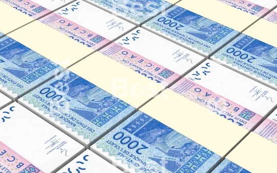 West African CFA francs bills stacked background