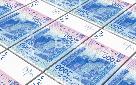 West African CFA francs bills stacked background