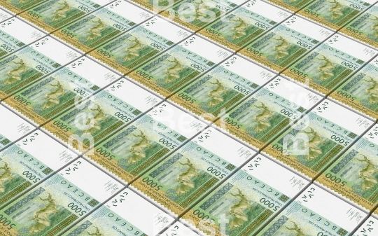 West African CFA francs bills stacks background