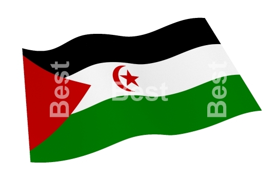Western Sahara flag isolated on white background with clipping path from world flags set