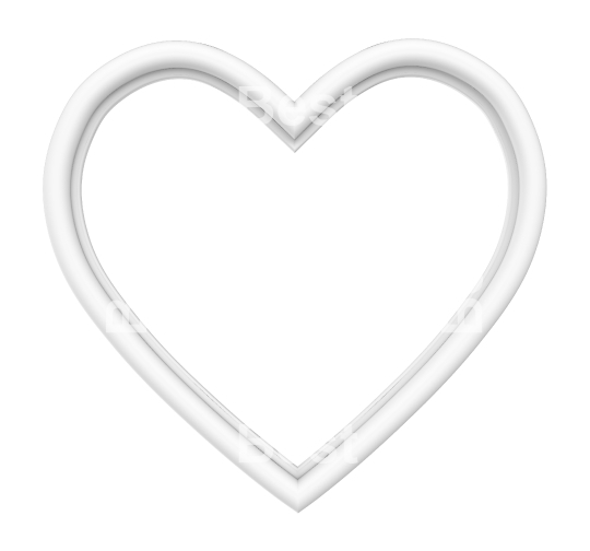 White heart picture frame isolated on white.