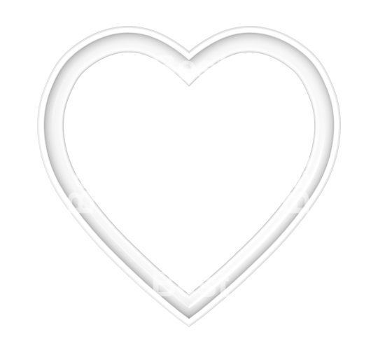 White heart picture frame isolated on white